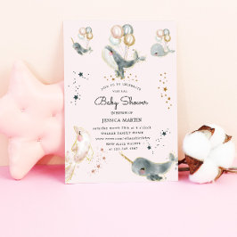 Virtuella babyskor för magiska val och stjärnor inbjudningar