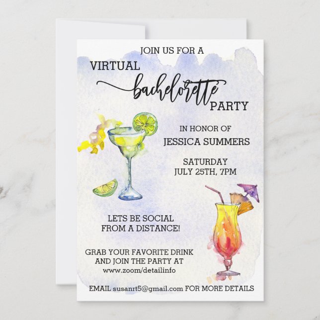 Virtuella Bachelorette Party Social Avstånd Inbjudningar (Framsida)