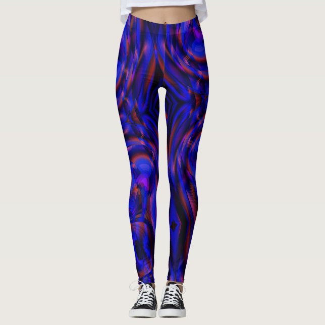 Virtuella blå böjda checkers när det gäller att fl leggings (Framsida)