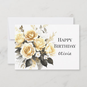 Virtuella Bloom Guld och Black Birthday Kort