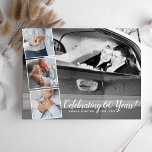 Virtuella Bröllop-årsdagen Party, fotokollage Vykort<br><div class="desc">Fira en stor bröllop-årsdag nästan med den här affischinbjudan. På framsidan finns 4 foton av årsdagen och baksidan finns information om party och hur man kan länka till videokonferenser i verktyg. Fungerar bra i vilket år som helst - ändra bara 60 till 40,  50 osv.</div>