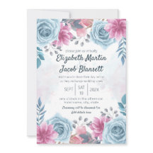Virtuella Bröllop Dusty Blue Ro och Rosa Blommigt