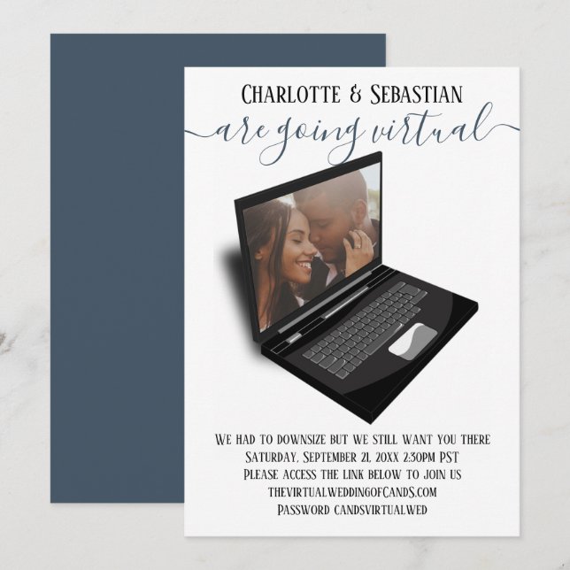 Virtuella Bröllop spara datum-foto Datumet (Fram/baksida)