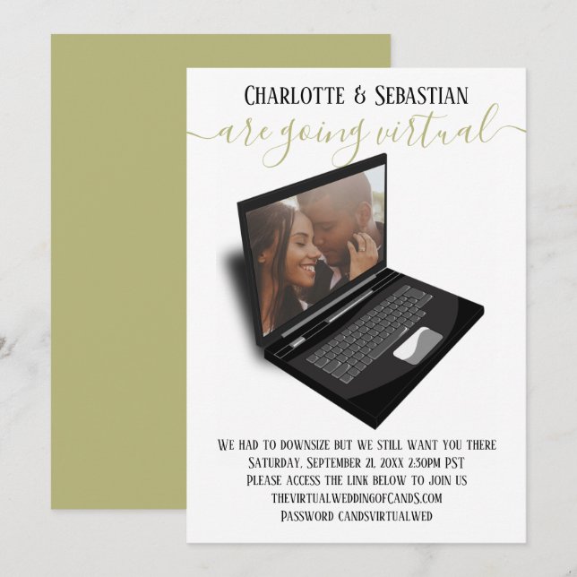 Virtuella Bröllop spara datum-foto Datumet (Fram/baksida)