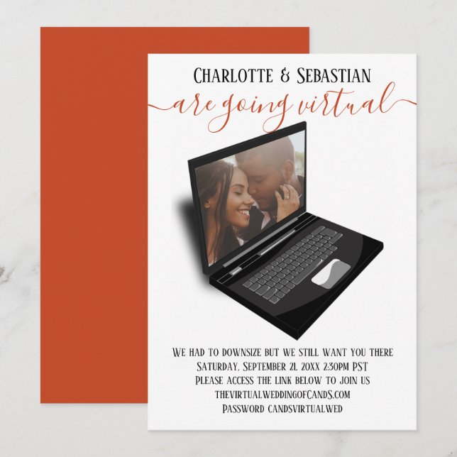 Virtuella Bröllop spara datum-foto Datumet (Fram/baksida)