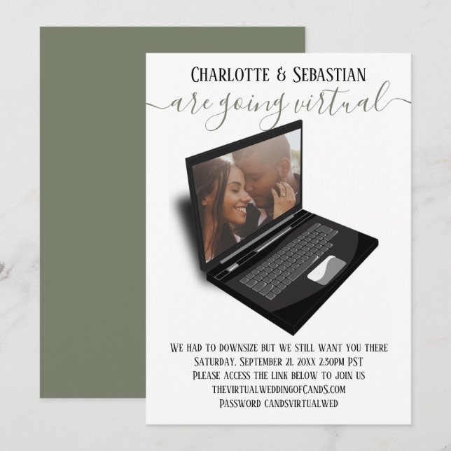 Virtuella Bröllop spara datum-foto Datumet (Fram/baksida)