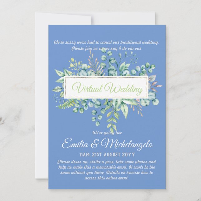 Virtuella bröllopsvideochatt-inbjudningar för dire (Framsida)