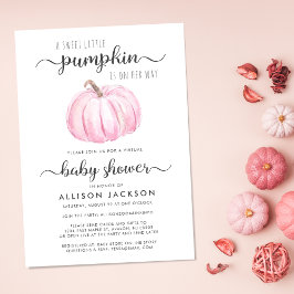 Virtuella Flicka Shower Rosa Pumpkin Watercolor Inbjudningar