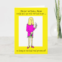 Virtuella Hugs Prosecco Birthday Kort