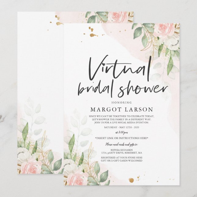 Virtuella Inbjudningskort för möhippan Grey & Guld (Fram/baksida)