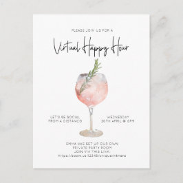 Virtuella Lycklig Hour Social Avstånd Cocktail Par Vykort