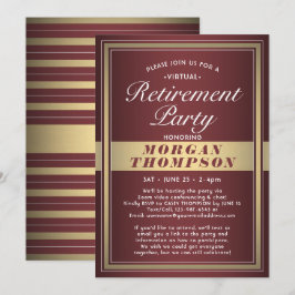 Virtuella Pension Party Burgundy White och Guld Inbjudningar