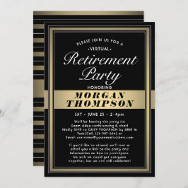 Virtuella Svartvit Pension Party och Guld Inbjudningar