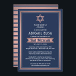 Virtuella zoom Bat mitzvah flottan blå Rosa ros Gu Inbjudningar<br><div class="desc">Oavsett om vänner och familj utövar social som avstånd eller bara bor långt borta, koppla online till dem med en virtuell bat mitzvah ceremoni och firande. Den här snyggtens moderna inbjudan innehåller ordalydelse för ett evenemang med lång avstånd online via videokonferenser på Internet och boskapsuppfödning. All text är enkel att...</div>