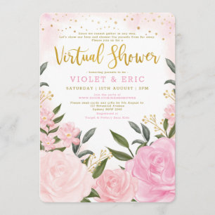 Virtuellare babyskal efter post Rosa Guld Rosor Inbjudningar
