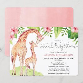 Virtuellare babyskor söt giraffe safari flicka inbjudningar