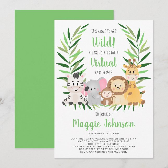 Virtuellare Det är på väg att få Vild Safari Baby  Inbjudningar (Fram/baksida)
