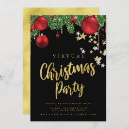 VIRTUELLARE Guld Red Black Julens Julfest Inbjudningar