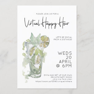 Virtuellare Lycklig Hour Social Avstånd Cocktail P Inbjudningar