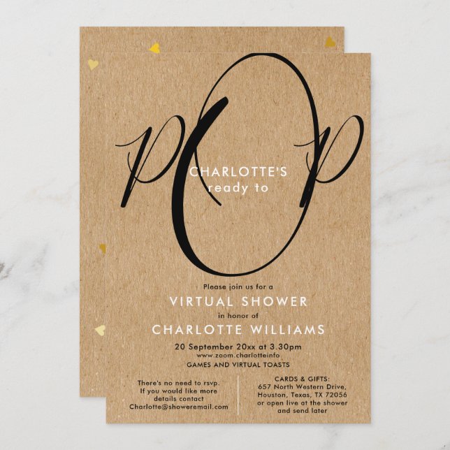 Virtuellare Online Avstånd visningsprogram med e-p Inbjudningar (Fram/baksida)