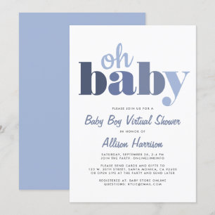 Virtuellare Pojke Shower Oh Baby blue Inbjudningar