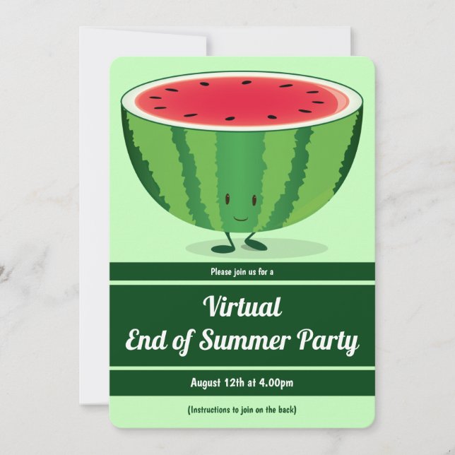 Virtuellare Slut på Grönten vid sommaren Party Vit Inbjudningar (Framsida)