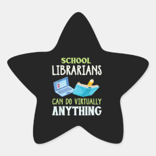 Virtuellt bibliotekariatyrarbete i skolan stjärnformat klistermärke