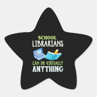 Virtuellt bibliotekariatyrarbete i skolan stjärnformat klistermärke
