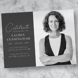 Virtuellt fira hennes liv Modern Simple Photo Inbjudan Vykort