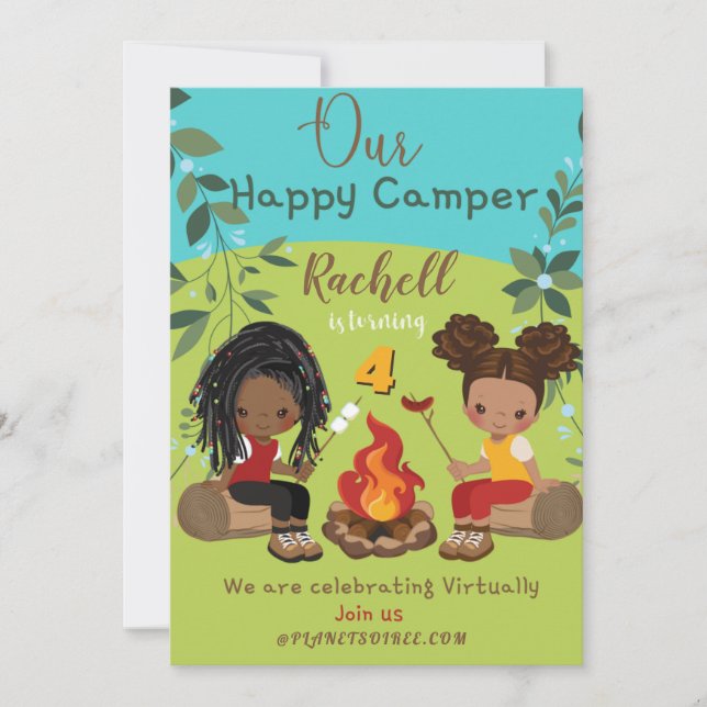 Virtuellt födelsedagsinbjudningskort för lycklig-k (Framsida)