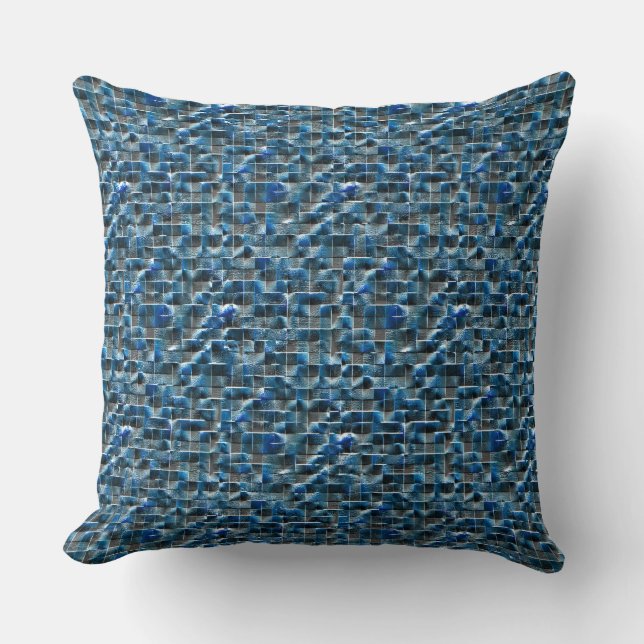 Virtuellt grått-blått, rostfritt keramiskt plattor kudde (Framsida)