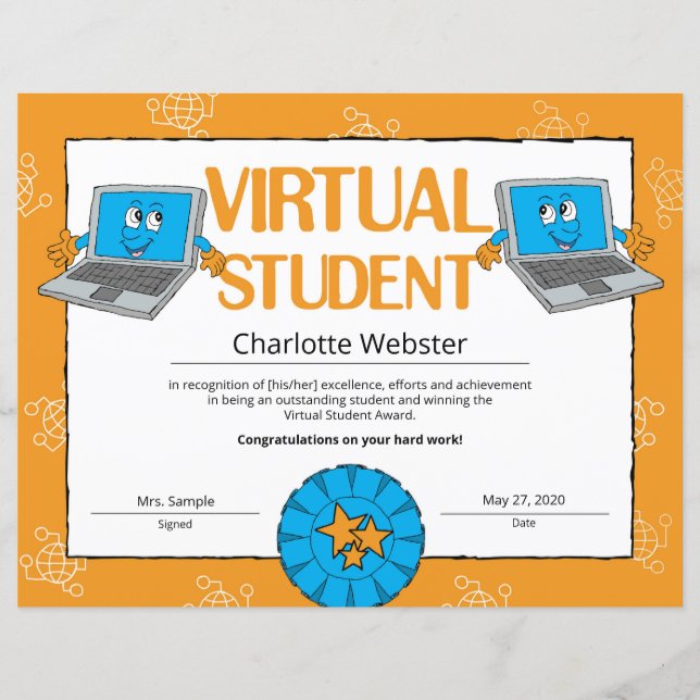 Virtuellt studentcertifikat för prestation PDF (Framsida)