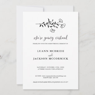 Virtuellt svartvitt Blommigt-bröllopskort