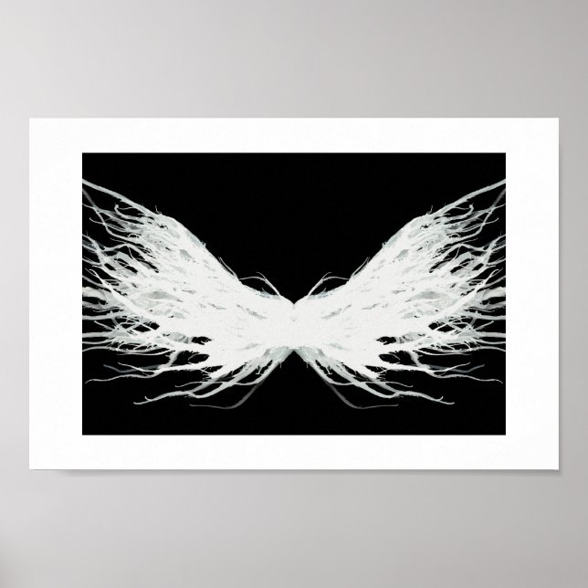 Virtues Abstract White Wings Alcohol Ink Art Poster (Framsidan)