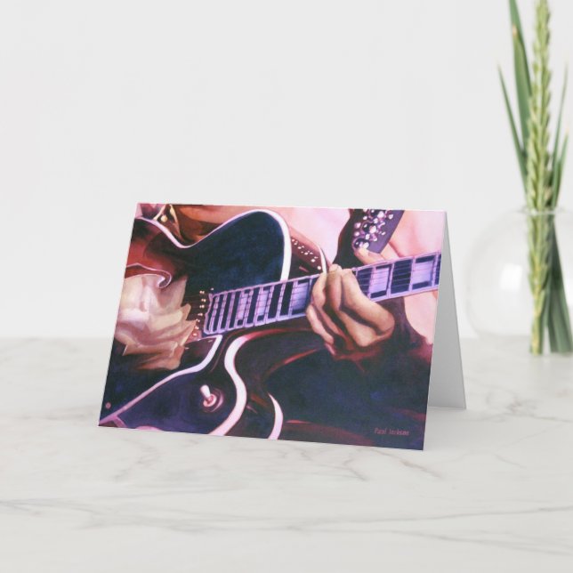 "Virtuoso" Guitar Player Watercolor Kort (Framsida)