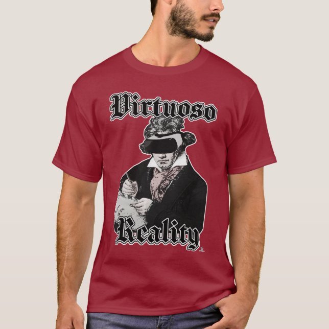 Virtuoso Reality funny högteknologisk Beethoven T Shirt (Framsida)