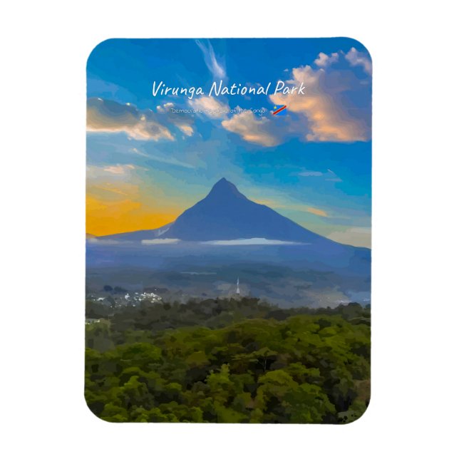 Virunga nationalpark, DR Kongo - Rund vulkan Magnet (Vertikal)
