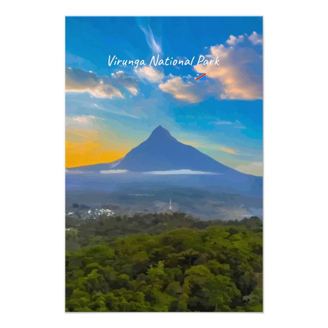 Virunga nationalpark, DR Kongo - Vulkan Fototryck (Framsidan)