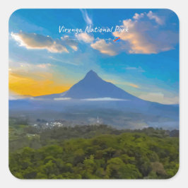 Virunga nationalpark, DR Kongo - Vulkan Fyrkantigt Klistermärke
