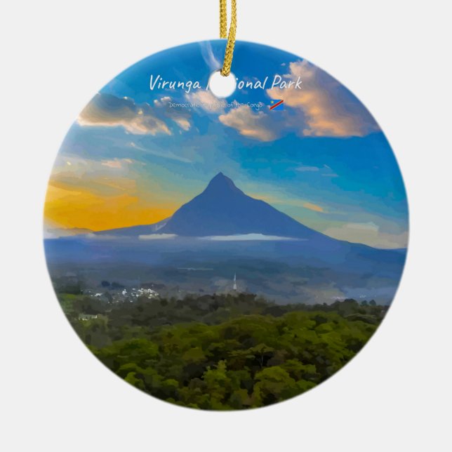 Virunga nationalpark, DR Kongo - Vulkan Julgransprydnad Keramik (Framsidan)