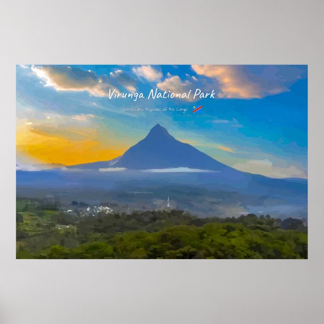 Virunga nationalpark, DR Kongo - Vulkan Poster (Framsidan)