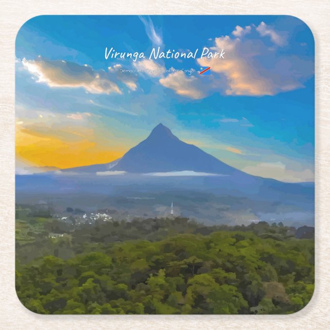 Virunga nationalpark, DR Kongo - Vulkan Underlägg Papper Kvadrat (Framsidan)