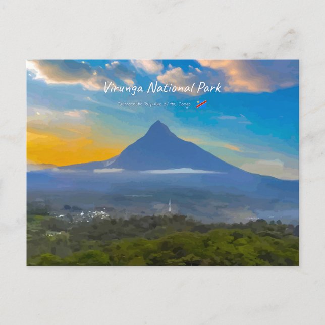 Virunga nationalpark, DR Kongo - Vulkan Vykort (Framsida)