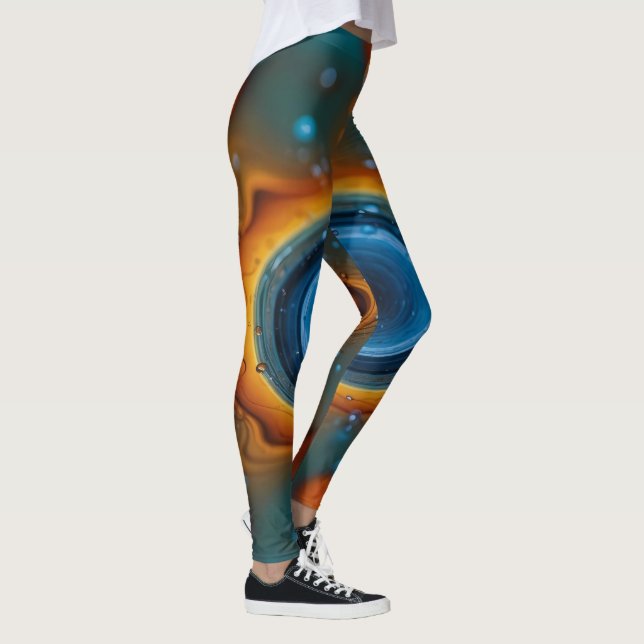 Virvel av Färger: En Abstrakt Dans av Olja Leggings (Höger)