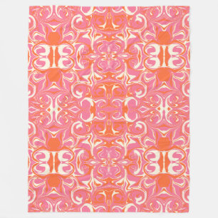 Virvel Mönster i Rosa, Orange och kream Fleecefilt