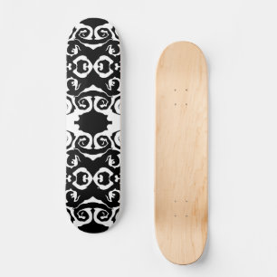 Virvel Mönster i Svartvitt Mini Skateboard Bräda 18,5 Cm