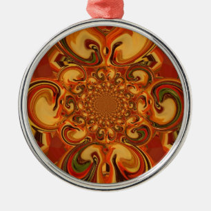 Virvel Mönster Orange, brun, grönt Julgransprydnad Metall