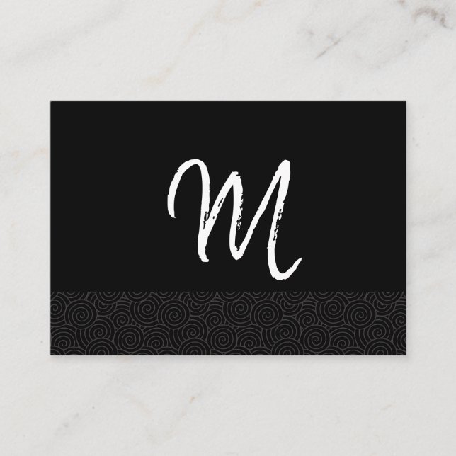 Virvel Trimma Manuskript Monogram Visitkort (Framsida)
