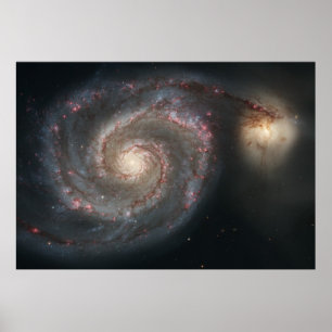Virvelgalaxen M51 & följeslagare i rymden Poster