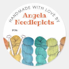 Virvgarn av trikå av nål, handgjort på etikett